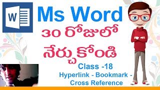 Ms Word Classes in Telugu  Class 18 🙇  Hyperlink  Bookmark  Cross Reference [upl. by Carri]