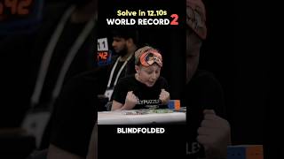 Blindfolded World Record Solve 1210s rubikscube shorts [upl. by Enawtna486]