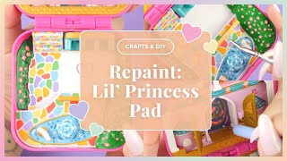 🎨CRAFTS🎨 Polly Pocket Repaint 1 Lil Princess Pad Hidden Hideouts [upl. by Blase]