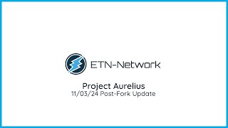 Project Aurelius PostFork Update 110324  Electroneum [upl. by Pelagia]