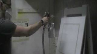 HVLP spraying raw MDF panel [upl. by Russom805]