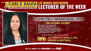 LET DRILLS in RIZAL’S LIFE WORKS amp WRITINGS By Bb Virlyn Francisco LPT BSE History Cum Laude [upl. by Halladba]