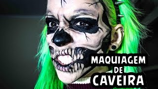 SKULL MAKEUP  Maquiagem de Caveira  Tutorial Passo a Passo [upl. by Aleydis]