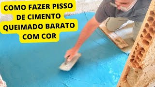 Como fazer Piso de Cimento queimado com pigmentação colorido e resina base solvente Chão com cimento [upl. by Anihpesoj617]