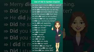 Use of did in spoken Englishenglish basicenglishcoursespokenenglish shortvideoenglishvocabulary [upl. by Onra226]