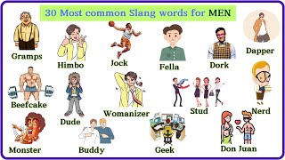 Lesson 144 Top 30 Slang Words for Men  Fun amp Easy English Vocabulary slangwords vocabulary [upl. by Nananne]