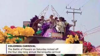 Colombias Barranquilla Carnival kicks off with Battle of Flowers [upl. by Pihc223]