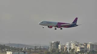 Larnaca Airport LCA  A321 Wizz air arrival from London Luton 31May2023 [upl. by Ardnua]