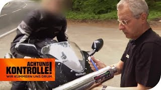 Verbotener Auspuff Motorrad doppelt so laut wie erlaubt  Achtung Kontrolle  kabel eins [upl. by Annovoj805]