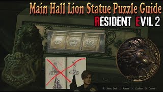 Resident Evil 2 Remake 2nd Scenario Main Hall Lion Statue Puzzle Guide [upl. by Aniled]