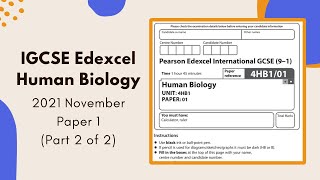 2021 November Paper 1 IGCSE Human Biology 4HB1  Part 2 of 2 Q5Q8 [upl. by Aleik]