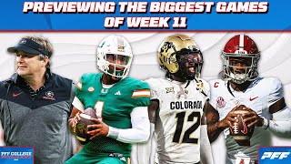 Previewing amp Predicting the Biggest Week 11 Games in College Football  PFF College Football Show [upl. by Colwin]