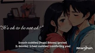 ASMR  Girl Friend comforts you after having a bad day cuddles kisses praise F4m rain [upl. by Odericus816]