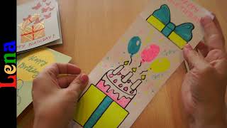 DIY Geschenk zeichnen Überraschungskarte 🎂 Torte zeichnen 🎁 Surprise Gift Box drawing Birthday Card [upl. by Feeley]