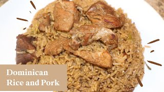 Dominican rice with pork locrio de cerdo  At Home With Ros Emely [upl. by Hodgkinson714]