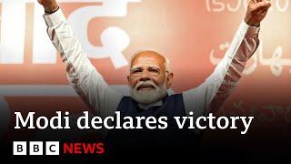 India election Modi claims victory but may fall short of outright majority  BBC News [upl. by Enerak]