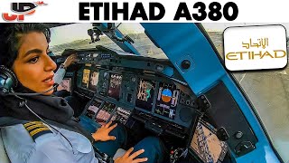 ETIHAD AIRBUS A380 Takeoff Abu Dhabi  Flight Deck GoPro View [upl. by Amada]