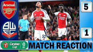 Nwaneri Brace  Arsenal 5  1 Bolton  Match Reaction  CARABAO CUP [upl. by Floridia]