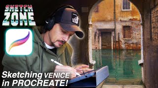 SKETCH ZONE Sketching VENICE Canals in PROCREATE  EPIC Tech FAIL [upl. by Adnalro]