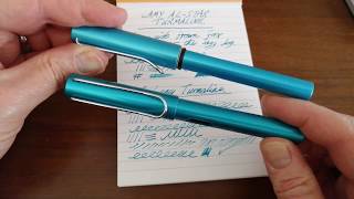 Lamy Alstar Turmaline fountain pen and Lamy Turmaline ink review and comparison with Pacific Blue [upl. by Paterson]