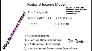 Given the National Income Model• Find National IncomeConsumption and Taxes• By Inversion Method [upl. by Uliram195]