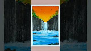 Painting Waterfall Easy  Waterfall Painting Ideas  Realistic Waterfall Acrylic Painting [upl. by Tierza]