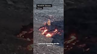 🤯What happens if we press lava Crazy images of people stepping on lava volcano [upl. by Amsirak]