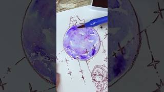 🩷かわいすぎる分離色で『宇宙色風船とかいぶつちゃん』を塗る🎨🦜Shorts watercolorpainting illustration [upl. by Karas]