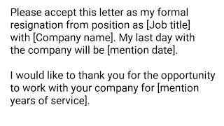 How to write a Resignation Letter Resignation Letter Sample Resign Letter for companyoffice staff [upl. by Dlared238]