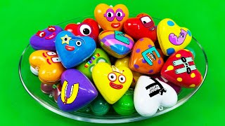 Rainbow Slime Finding Numberblocks amp Alphablocks with Mini Hearts Coloring ASMR [upl. by Karole]