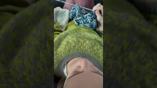 Knitting colour work  long floats  yoke sweater top down  knitting in the car [upl. by Katherina]