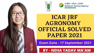 ICAR JRFPG Agronomy Solved Paper 2021Answer Key 2021ICAR JRF Agronomy ClassesAgriculture amp GK [upl. by Ytirev]