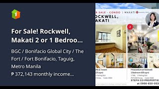 For Sale Rockwell Makati 2 or 1 Bedroom Studio Proscenium Residences Lincoln Joya Lofts Towers [upl. by Ramsa18]