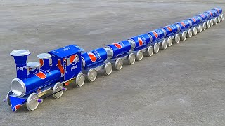 Make a longest toy train with Pepsi cans 🚂 Cars at Home  DIY [upl. by Yerhcaz]