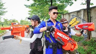 Game Nerf War  Winter Warriors Nerf Guns  Fight Criminal Group Attack Captain Invincible [upl. by Karlise719]