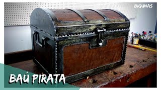 COMO FAZER UM BAÚ PIRATA em madeira e ferro [upl. by Nnaharas]