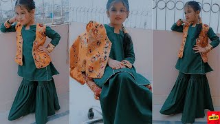 most gorgeous gharara design for baby girltrendy gharara airline shirt with jacket formal dress [upl. by Htebirol]