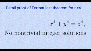 detail proof of Fermat last theorem for n4 [upl. by Mcnamara]