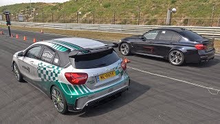 471HP MercedesAMG A45 RaceChip vs BMW M3 F80 with Akrapovic Exhaust [upl. by Atal]