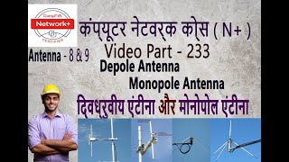 द्विध्रुवीय एंटीना और मोनोपोल एंटीना  dipole and monopole  antenna  8 amp 9  Network part 233 [upl. by Hsekin]