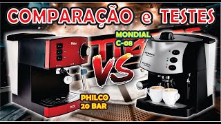 COMPARAÇÃO DA CAFETEIRA EXPRESSO PHILCO 20 BAR X CAFETEIRA EXPRESSO MONDIAL C08 [upl. by Einahc]