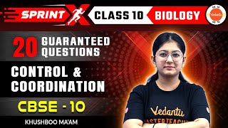 100 Guaranteed 💯 20 Most Important Questions from Control And Coordination Class 10 🔥 [upl. by Nitreb]