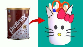 Reuse Protinex container I pen holder I Home Decoration I Handmade Craft Ideas I Waste Paper craft [upl. by O'Connor406]