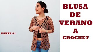 BLUSA a Crochet tejido con manga 34  cardigan de PRIMAVERA VERANO parte 1 [upl. by Modestine312]