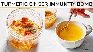 TURMERIC GINGER HONEY BOMB  immunity boosting recipe [upl. by Oeak]