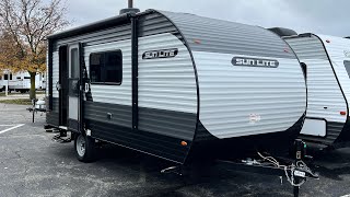 NEW SMALLER TRAVEL TRAILER  2024 Sunset Park RV Sun Lite 19RK Rear Kitchen Walkthrough  MI Dealer [upl. by Nosmirc]