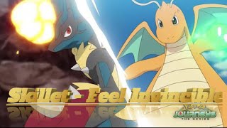 Ash Dragonite  Vs Korrina Mega Lucario  Pokemon AMV  Skillet  Feel Invincible [upl. by Nnaj455]