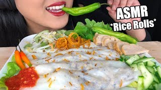 ASMR RICE NOODLE ROLLS Sticky Eating Sounds  Bánh Cuốn Recipe No Talking  ASMR Phan [upl. by Slaohcin]