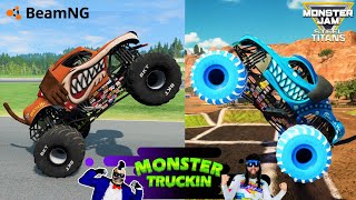 Monster Jam INSANE Racing Freestyle and High Speed Jumps 7  BeamNG Drive  Steel Titans [upl. by Gean609]