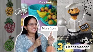 3 Amazing Kitchen DecorDiy ideas Rental friendly and Budget friendly Kitchen decor Reuse old BULB😱 [upl. by Hime507]